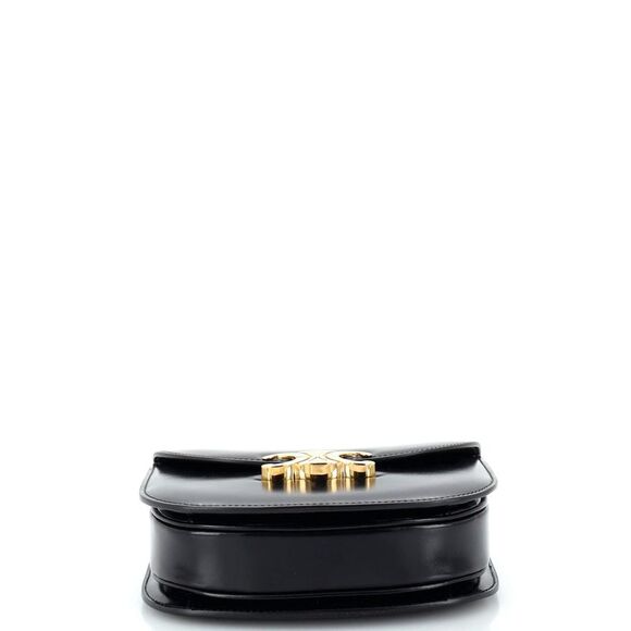 Celine Triomphe Besace Clea Chain Flap Bag Leather Black - Picture 4 of 8